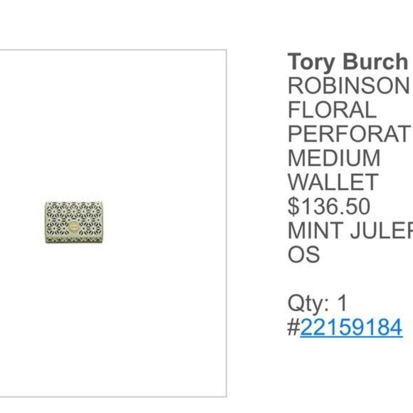 Tory Burch Mint Julip Robinson Floral Wallet NEW - Picture 5 of 5